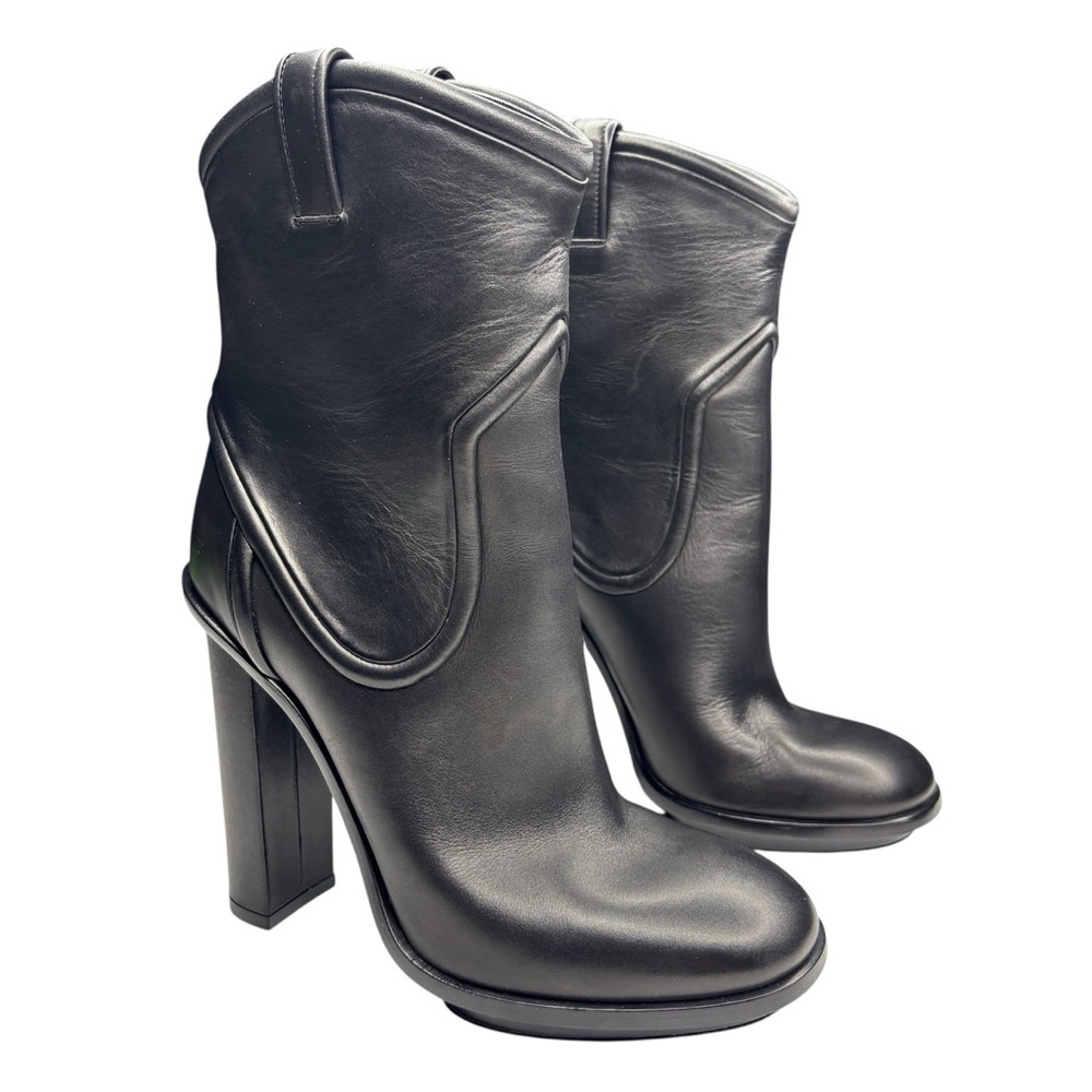 GUCCI | Black Leather Block Heel Ankle Boots | Size 38.5 (US 8.5)